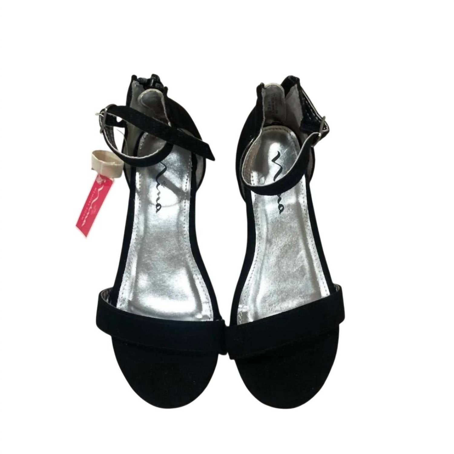 Nina Girls Hidi Dress Sandals in black microsuede 1 - kids' sandal - detail view