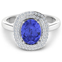 Diana M Jewels Women's Oval Natural Tanzanite Fashion Ring (1.88 Ct) - Classic in 14k white gold - women's jewelry