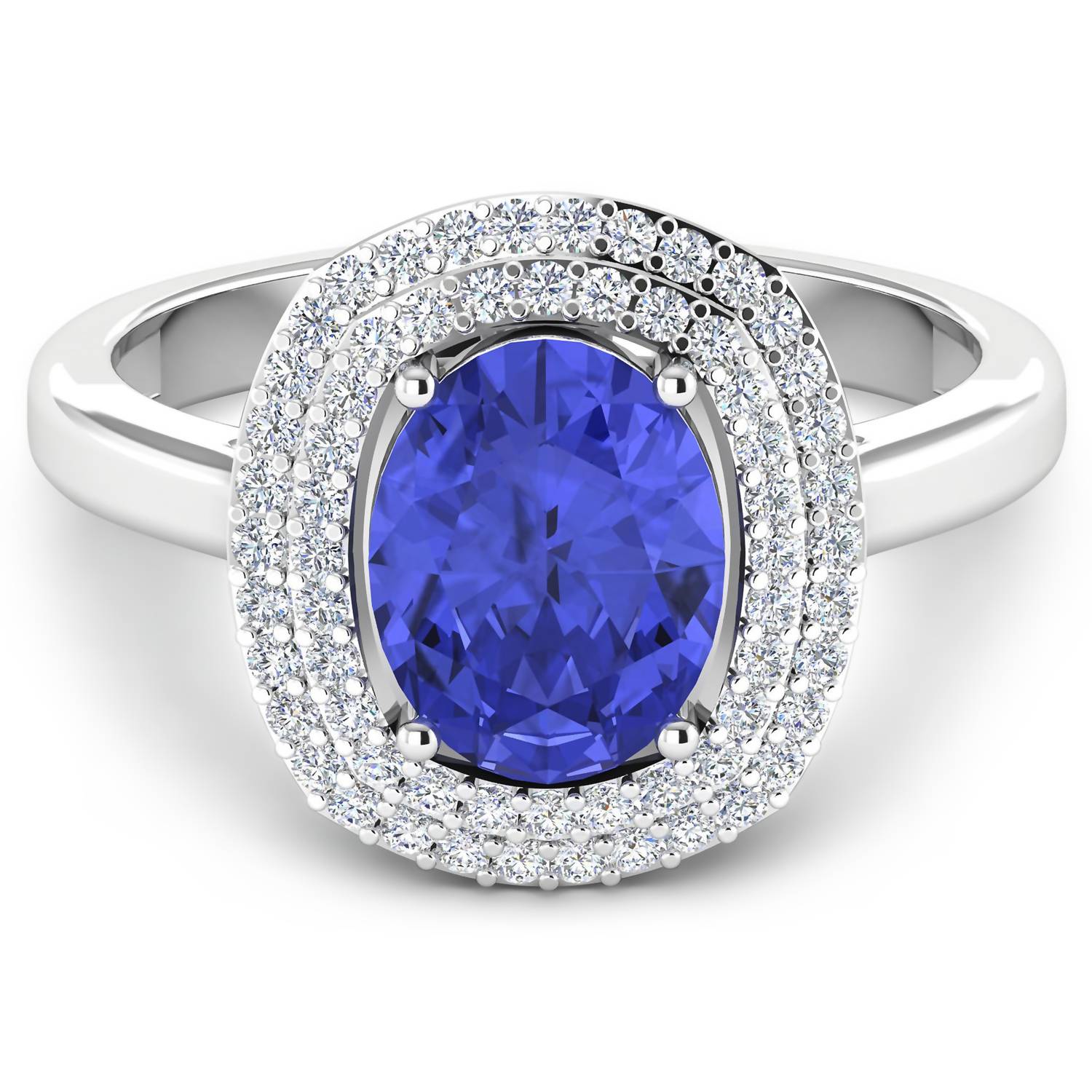 Diana M Jewels Women's Oval Natural Tanzanite Fashion Ring (1.88 Ct) - Classic in 14k white gold - women's jewelry