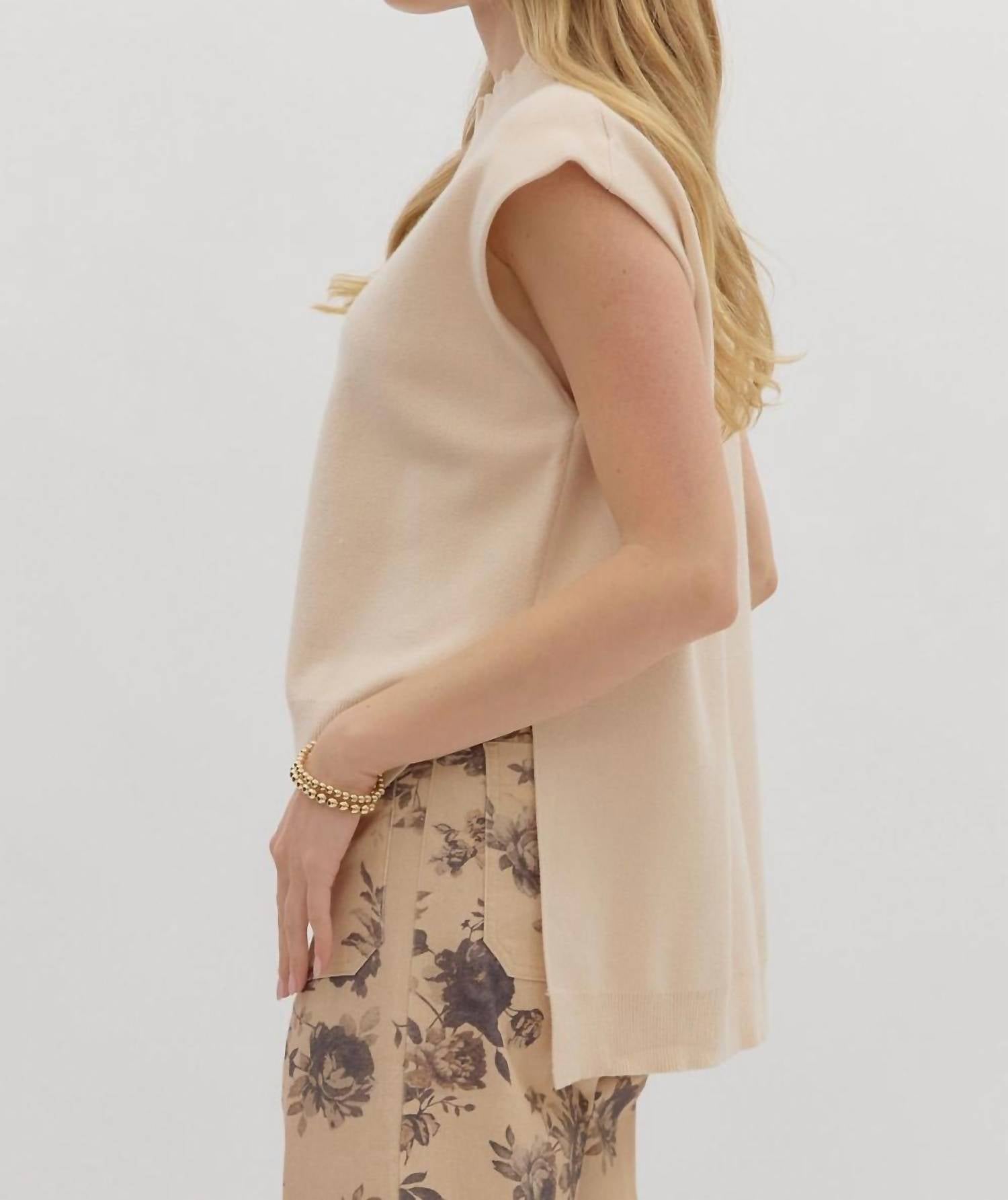 entro Slant Muscle Sweater in cream - women's cardigan - alternate view