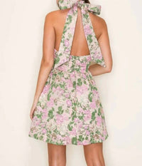 B.Right - Floral Jacquard Halter Mini Dress