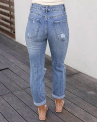 Grace And Lace - High Rise Girlfriend Distressed Jeans