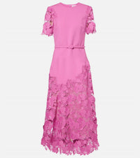 Oscar De La Renta - Orchid Guipure Wool-blend Midi Dress