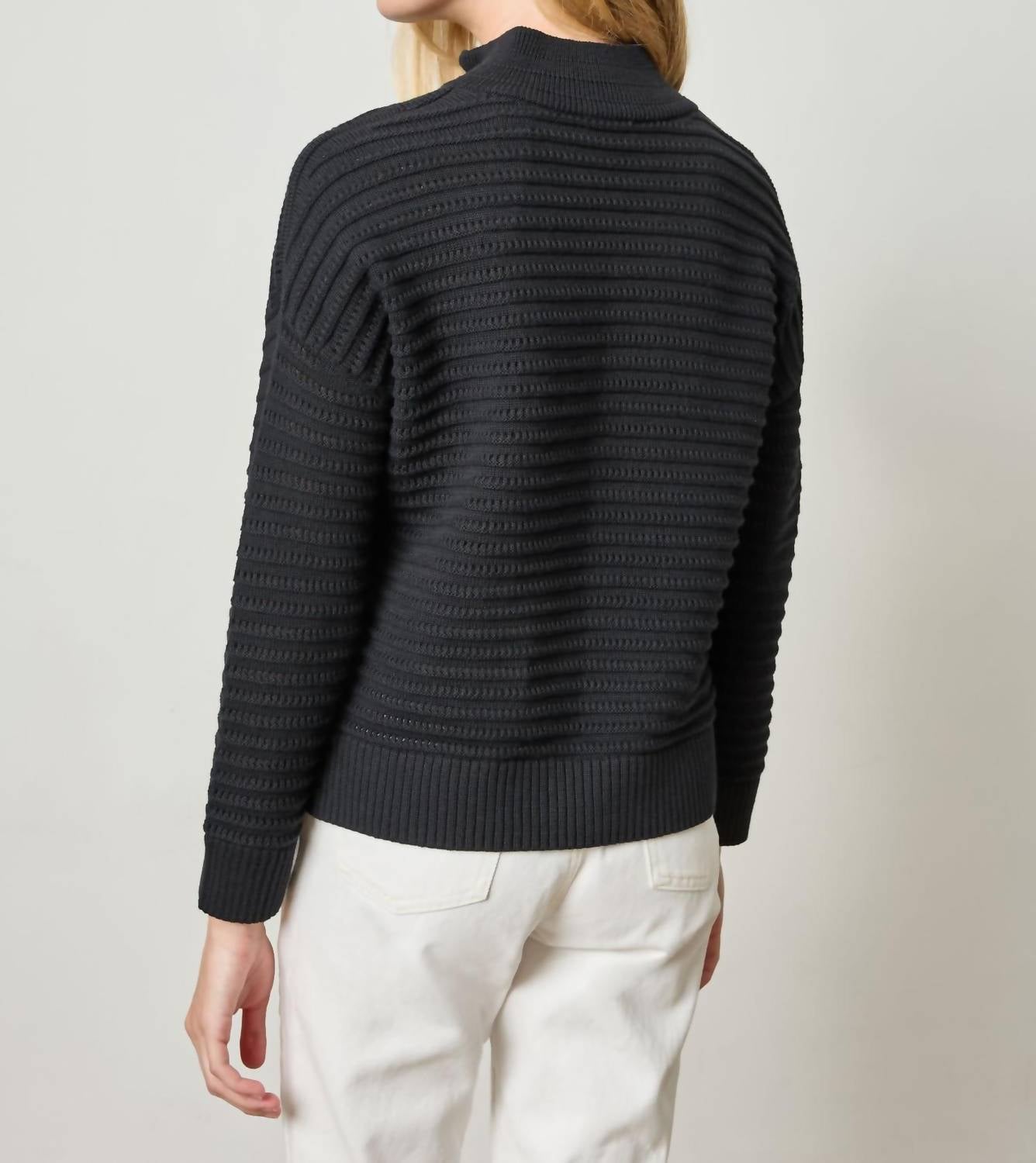 Lilla P - Pointelle Half Zip Sweater