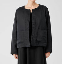 Eileen Fisher - Round Neck Padded Silk-lined Jacket