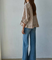 Easel - Stripe Linen Top - Plus