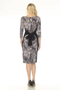 Joseph Ribkoff - Snakeskin Waist Tie Sheath Dress