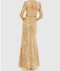MAC DUGGAL Embellished High Neck Gown in gold - women's dress - alternate view