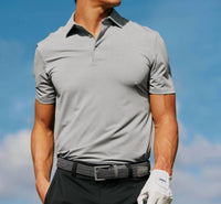 SOUTHERN TIDE Heather Performance Polo Shirt in slate grey - men's shirt