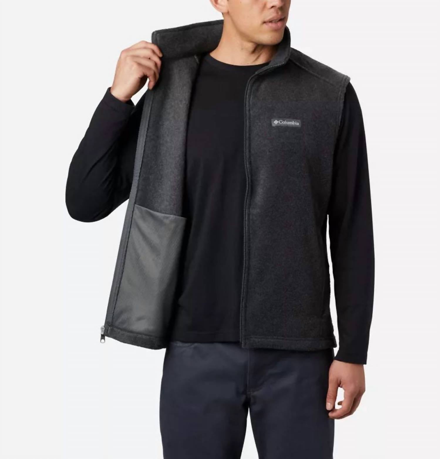 Columbia Steens Mountain™ Vest in charcoal heather - men's jacket - detail view