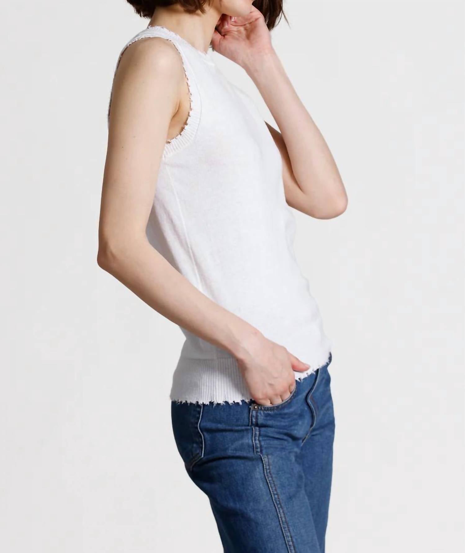 Minnie Rose - Cotton Cashmere Frayed Tank