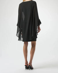 Joseph Ribkoff - Chiffon Overlay Fringe Cuff Dress