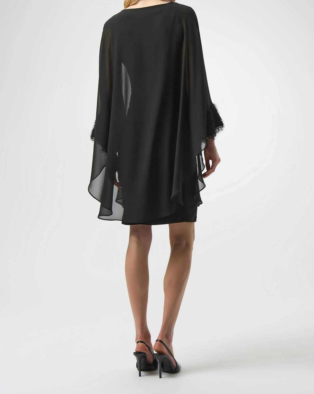 Joseph Ribkoff - Chiffon Overlay Fringe Cuff Dress