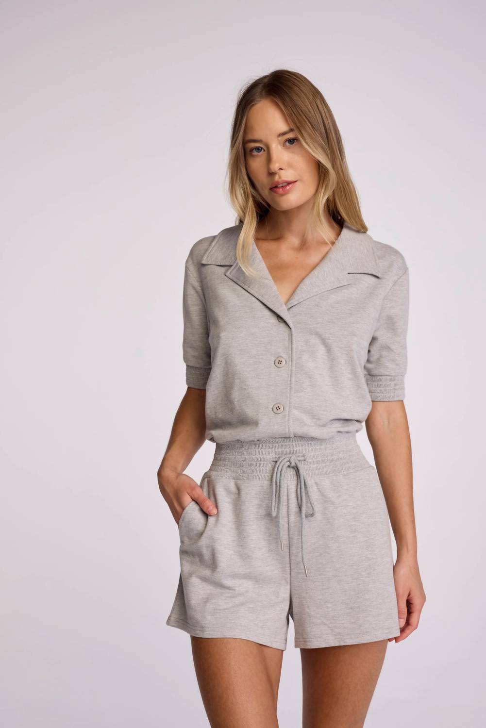 sundays Coras Short-sleeve Romper in fog heather - women's pants - alternate view