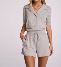 sundays Coras Short-sleeve Romper in fog heather - women's pants - detail view