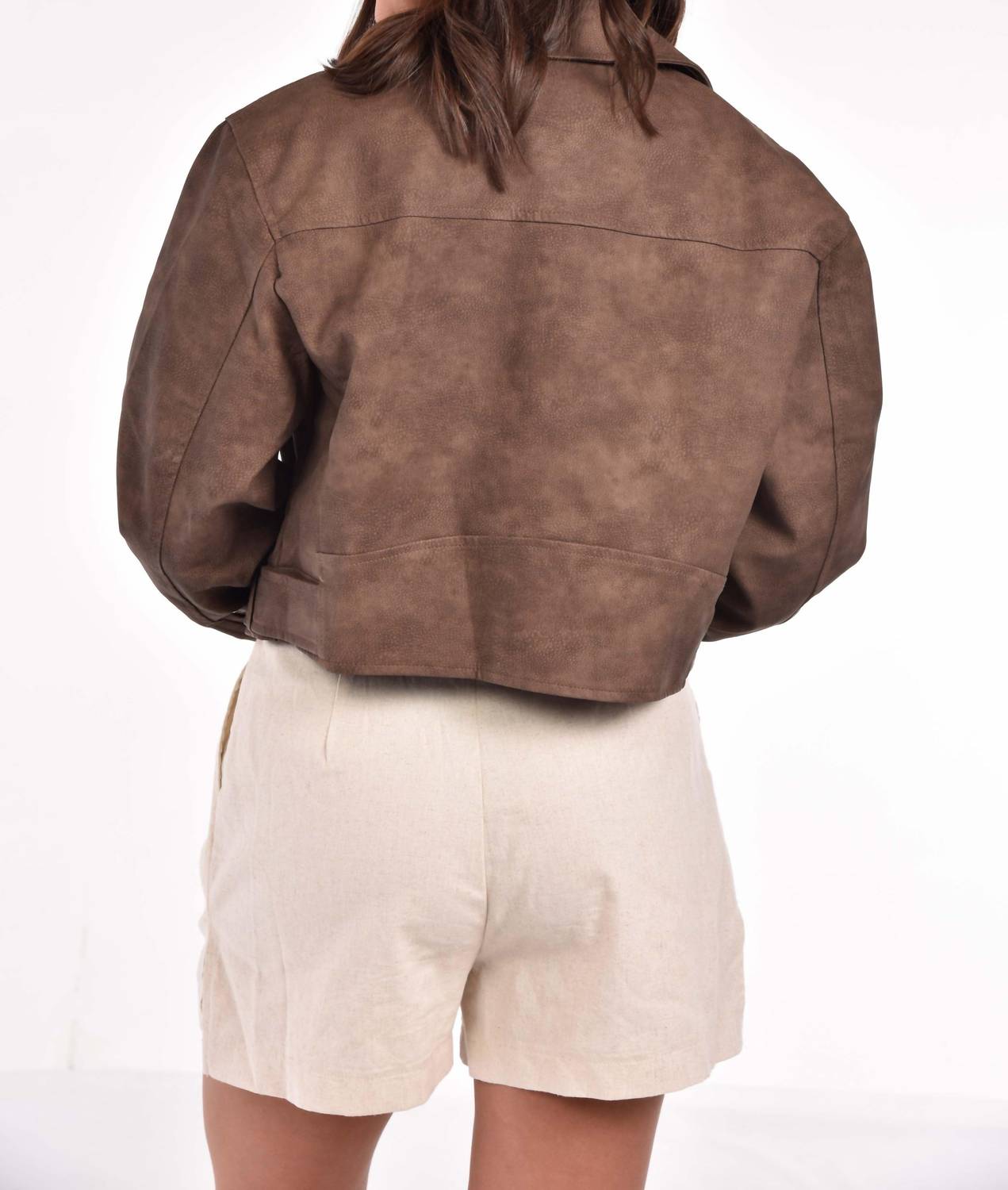 Et Clet - Oversized Crop Faux Leather Jacket