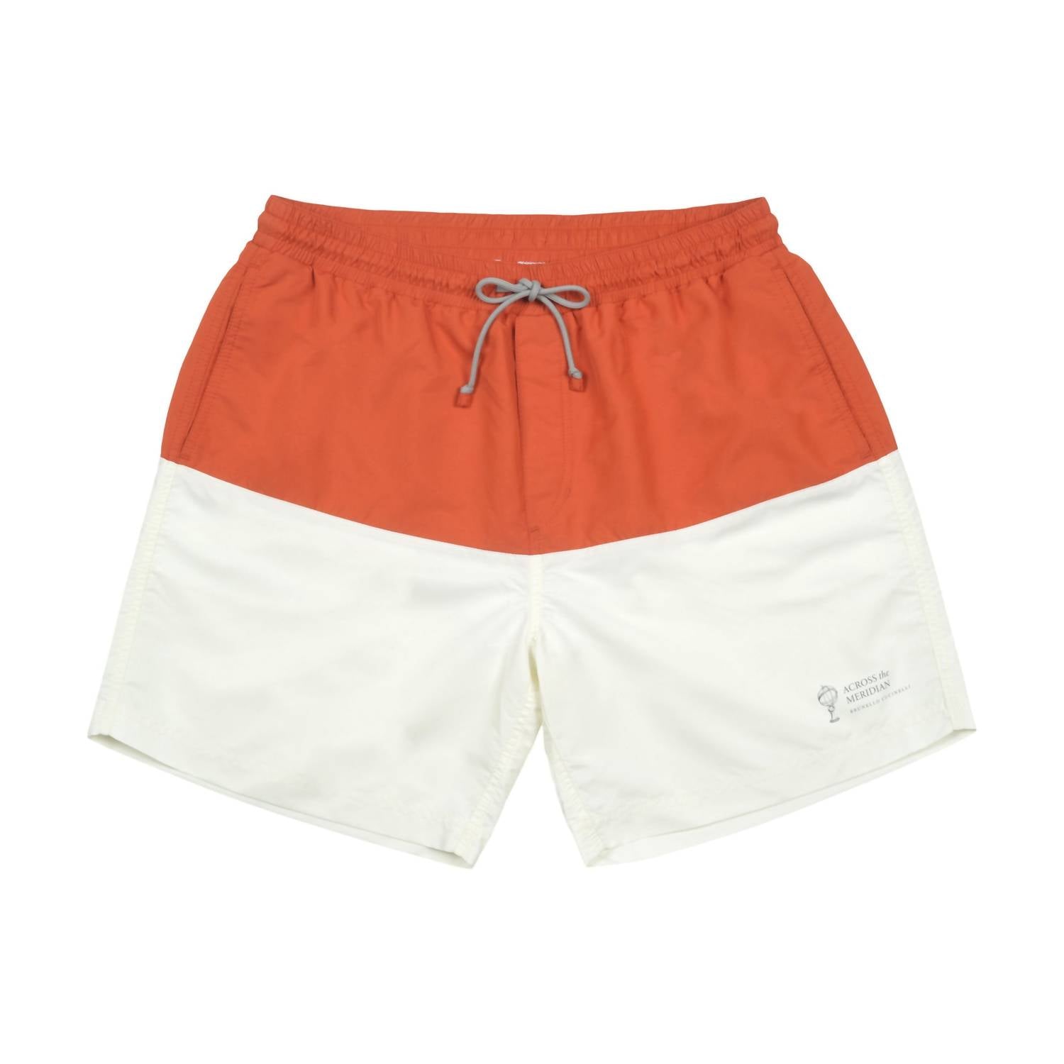 Brunello Cucinelli Men's Polyester Shorts in papaya - men's swimwear