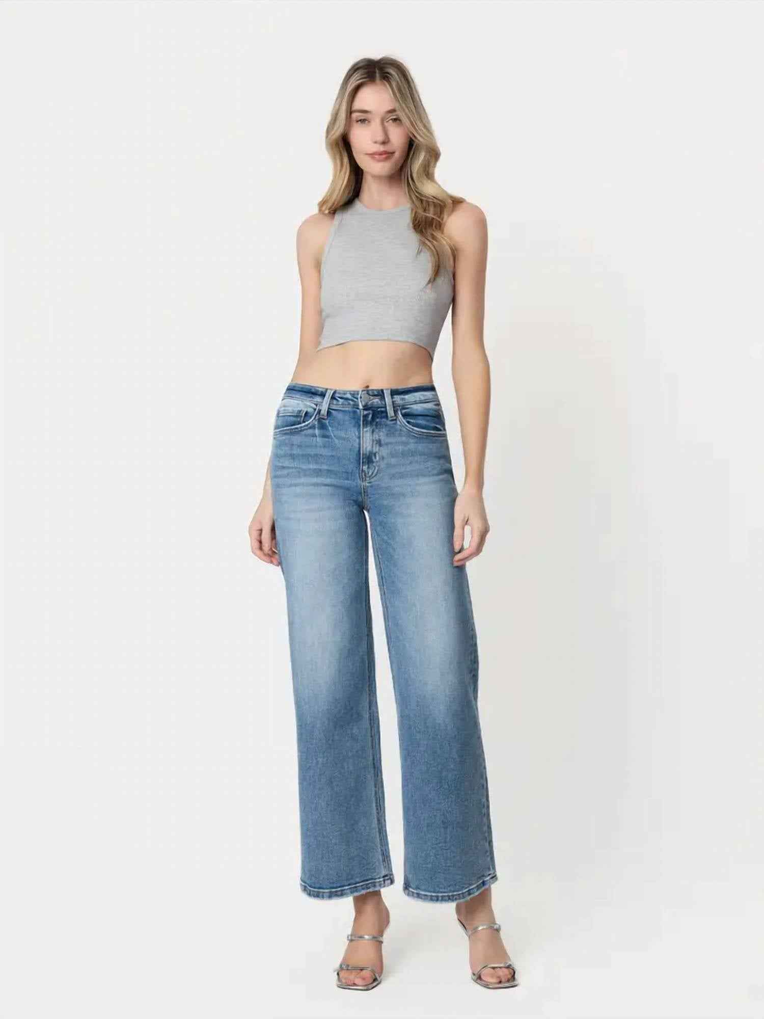 Flying Monkey - High Rise Full Length Wide Leg Jeans