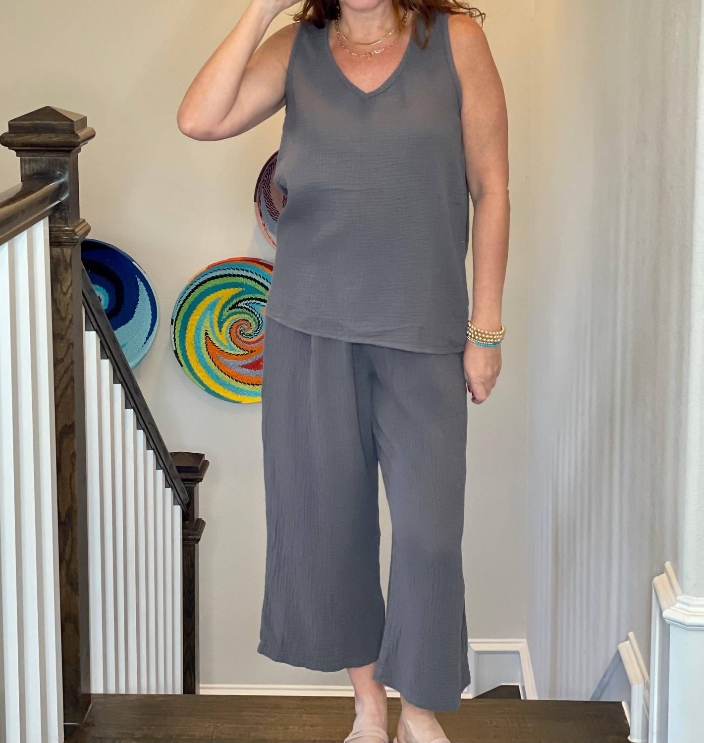 Hello Nite - Cinched Waist Gauze Pant