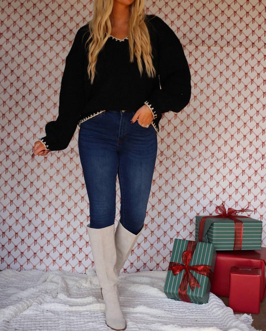 Klesis - Ayla Contrast V-Neck Sweater