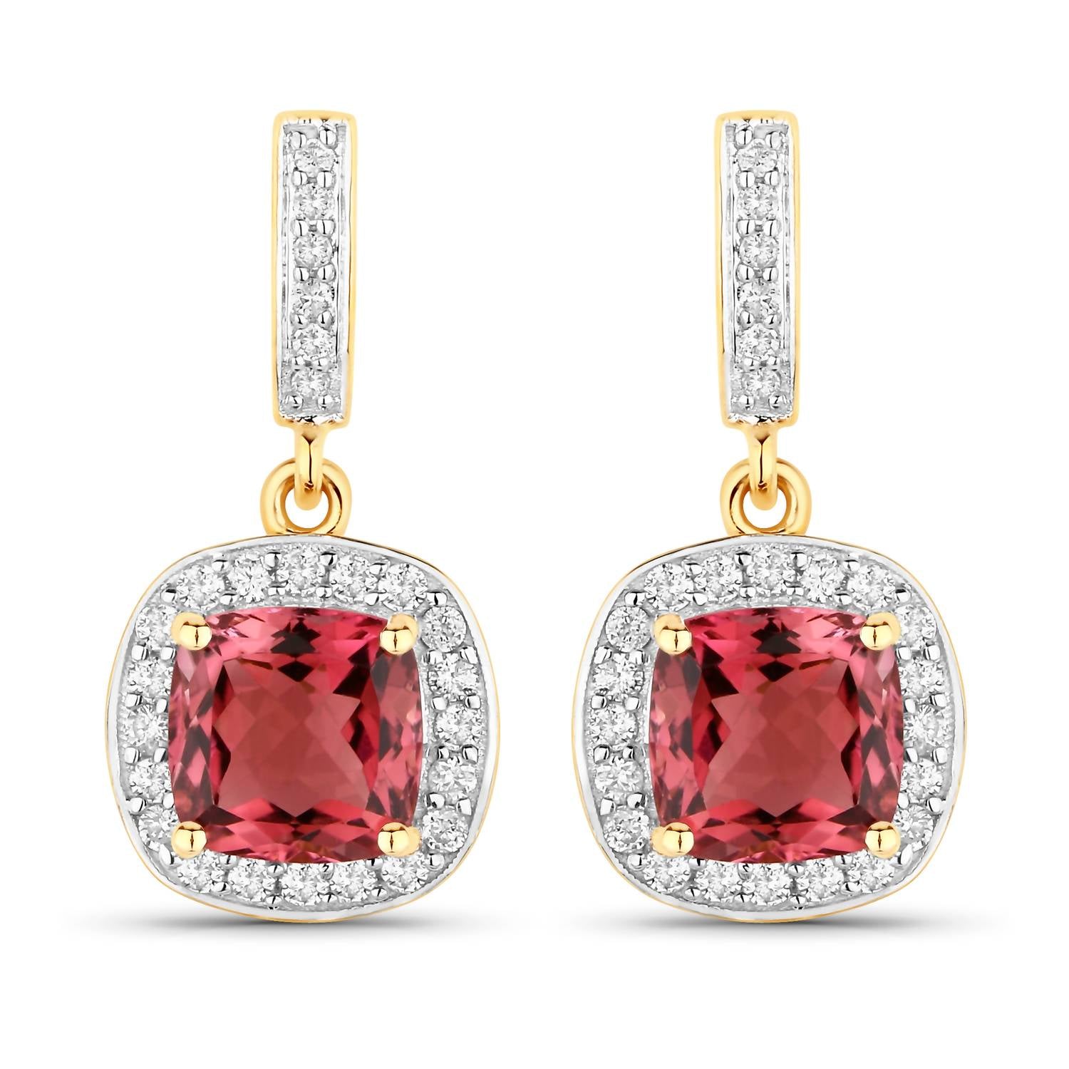 Diana M Jewels Women's Cushion Natural Tourmaline Stud Earrings (2.30 Ct) - Classic Plus in 14k yellow gold - women's jewelry