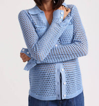Minnie Rose - Plaited Mesh Button Down Shirt