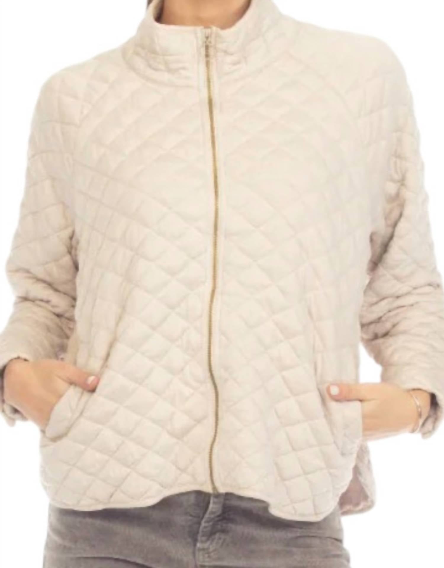 Hello Nite - Quilted Zip Collar Jacket
