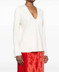 forte forte Viscose Sabl' V Neck Shirt in white - women's blouse