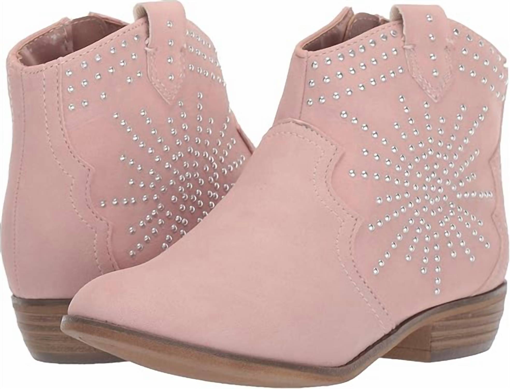 Nina Girls Sariah Ankle Boots in blush suede - kids' boots - detail view