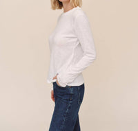 Bella Dahl Long Sleeve Crewneck T-shirt in white - women's long sleeve top - detail view