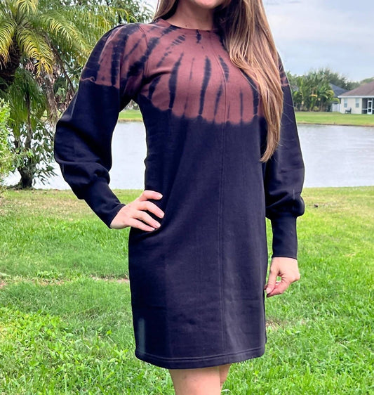 Sweatshirt Dress In Caviar Storm Tie Dye By Hatley