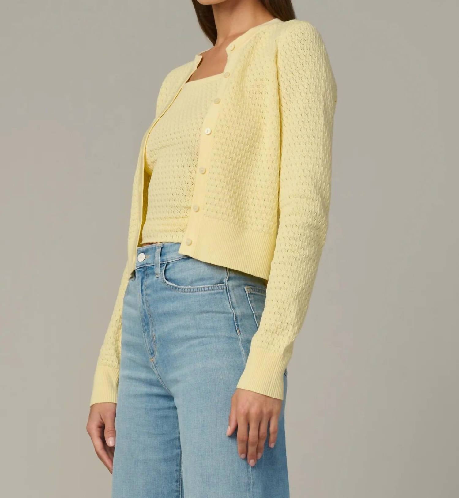 Joe's Jeans Pointelle Dani Cardigan in sunshine - women's cardigan - view 4