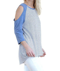 Umgee - Open Shoulder Striped Raglan Top