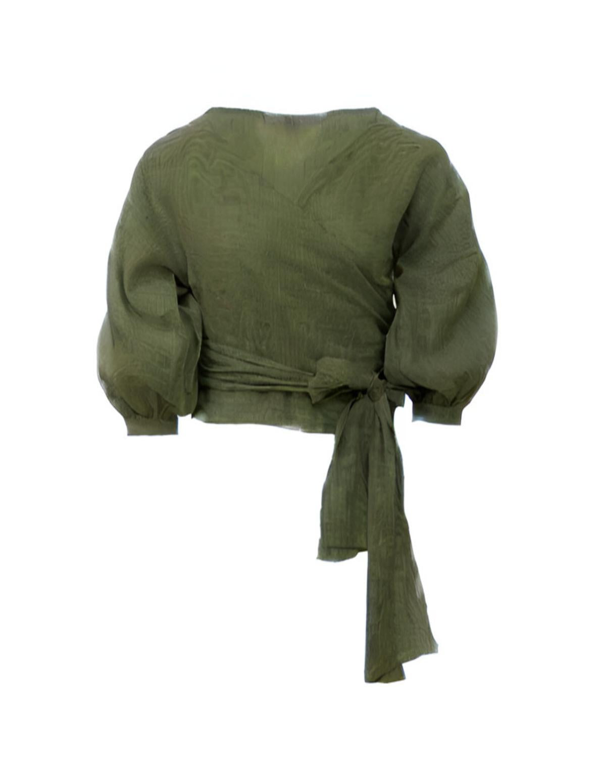 Nary - Women's Linen Wrap Top