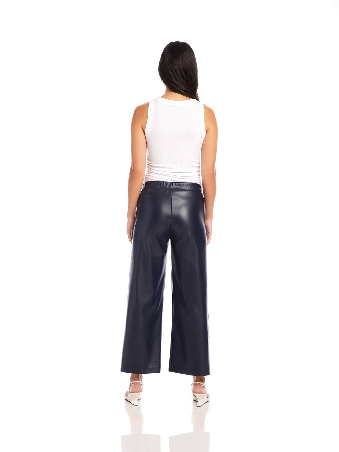 Fifteen Twenty - Faux Leather Button-Hem Pants