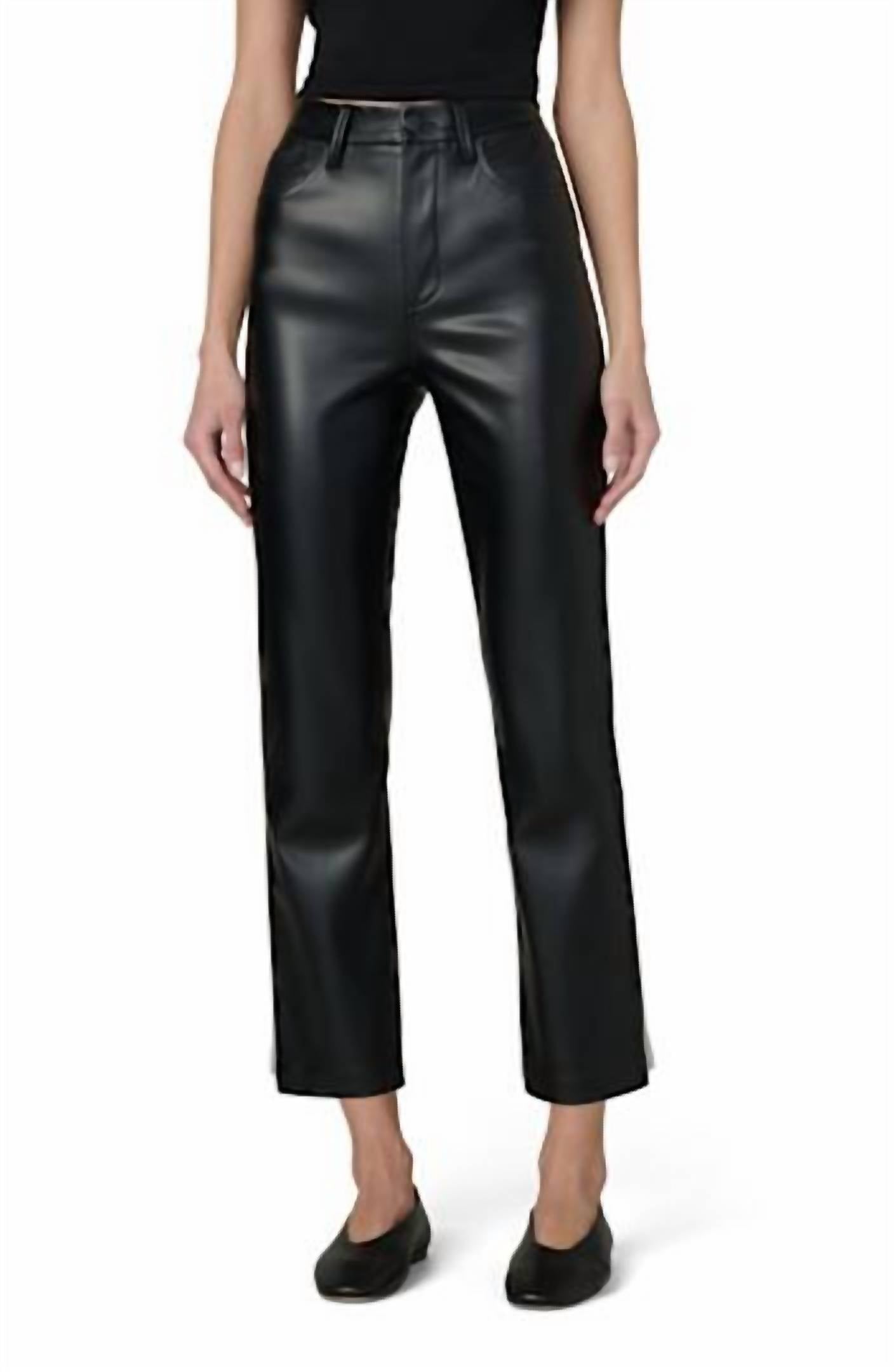 Boho Chic Straight Leg Leather Pants in black - women's pants