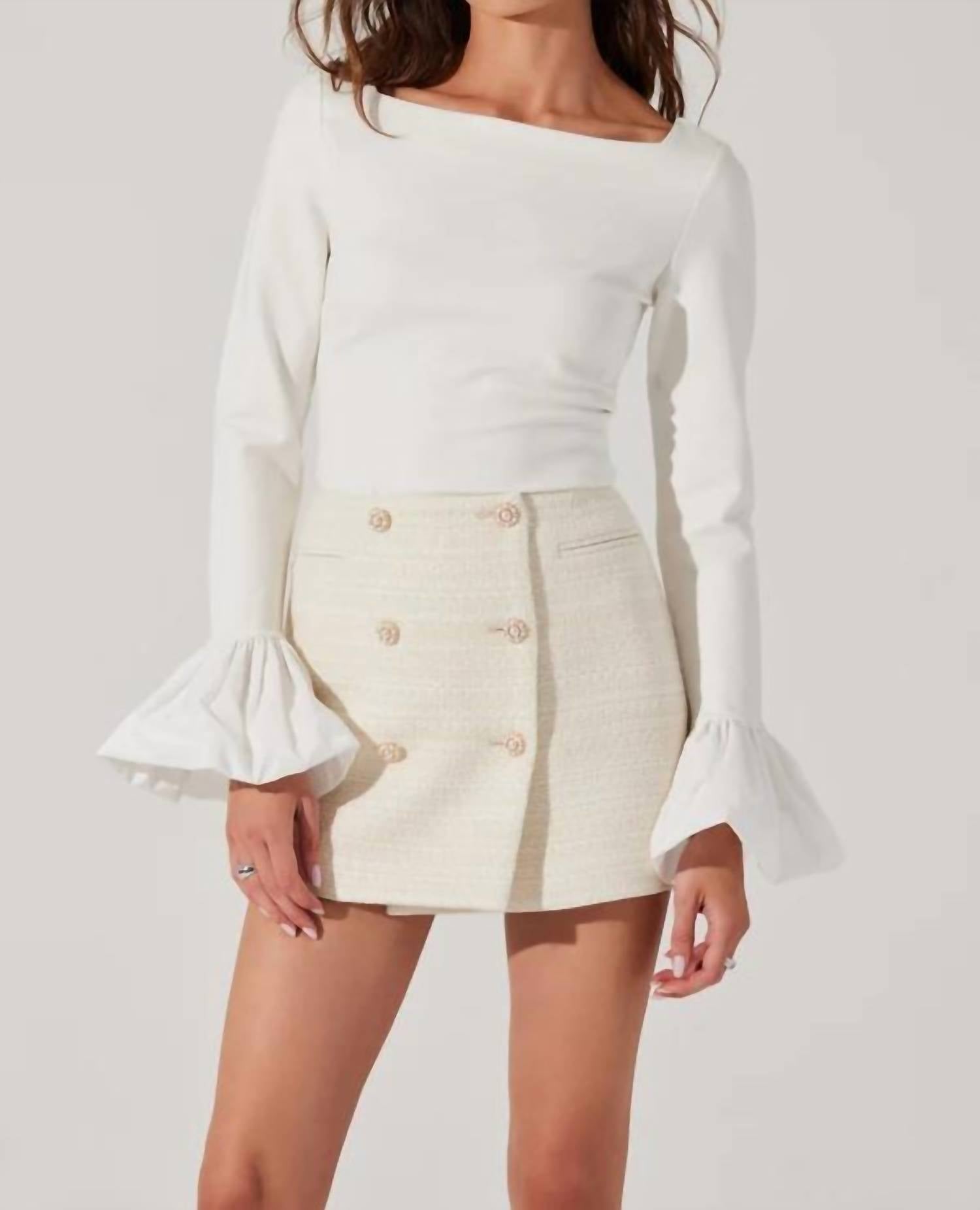 Astr - Genessy Contrast Flounce Sleeve Top
