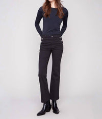 Charlie B - Flare Leg Stretch Twill Pants With Buttons