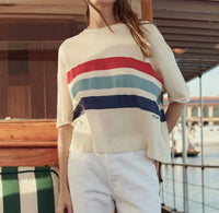 The Great. - Track Crew With Saltwater Stripe Sweater