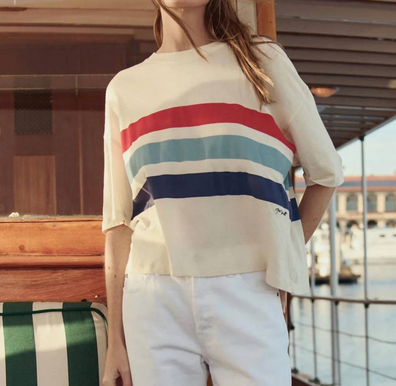 The Great. - Track Crew With Saltwater Stripe Sweater