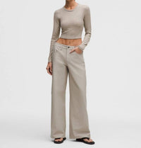 lululemon Hold Tight Cropped Long Sleeve in brown stripe - women's shirt - view 4
