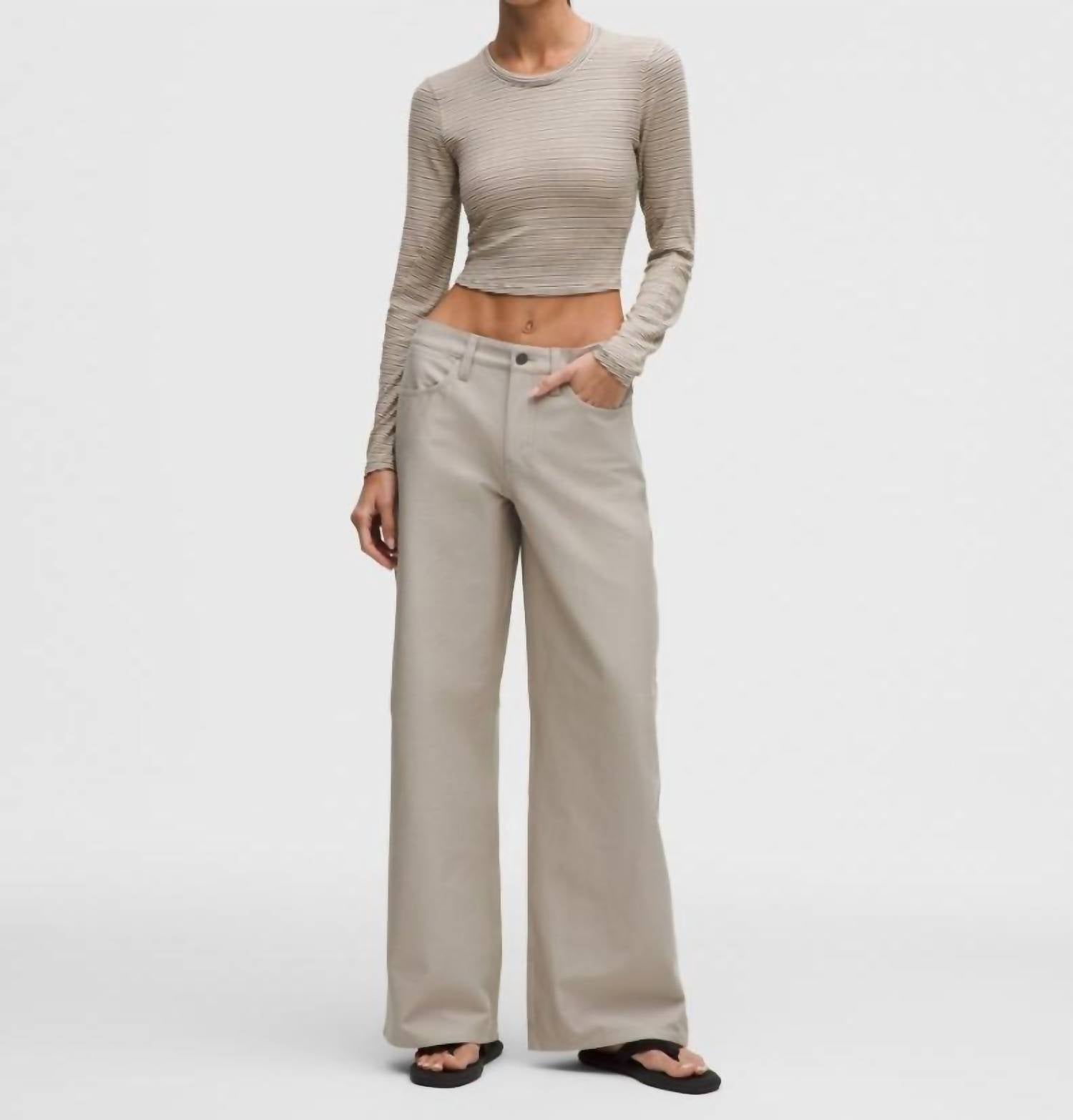 lululemon Hold Tight Cropped Long Sleeve in brown stripe - women's shirt - view 4