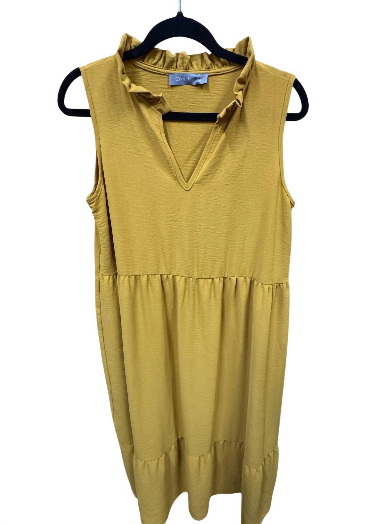 Pixi + Ivy Women's Long Sleeveless Dress in mustard - women's dress