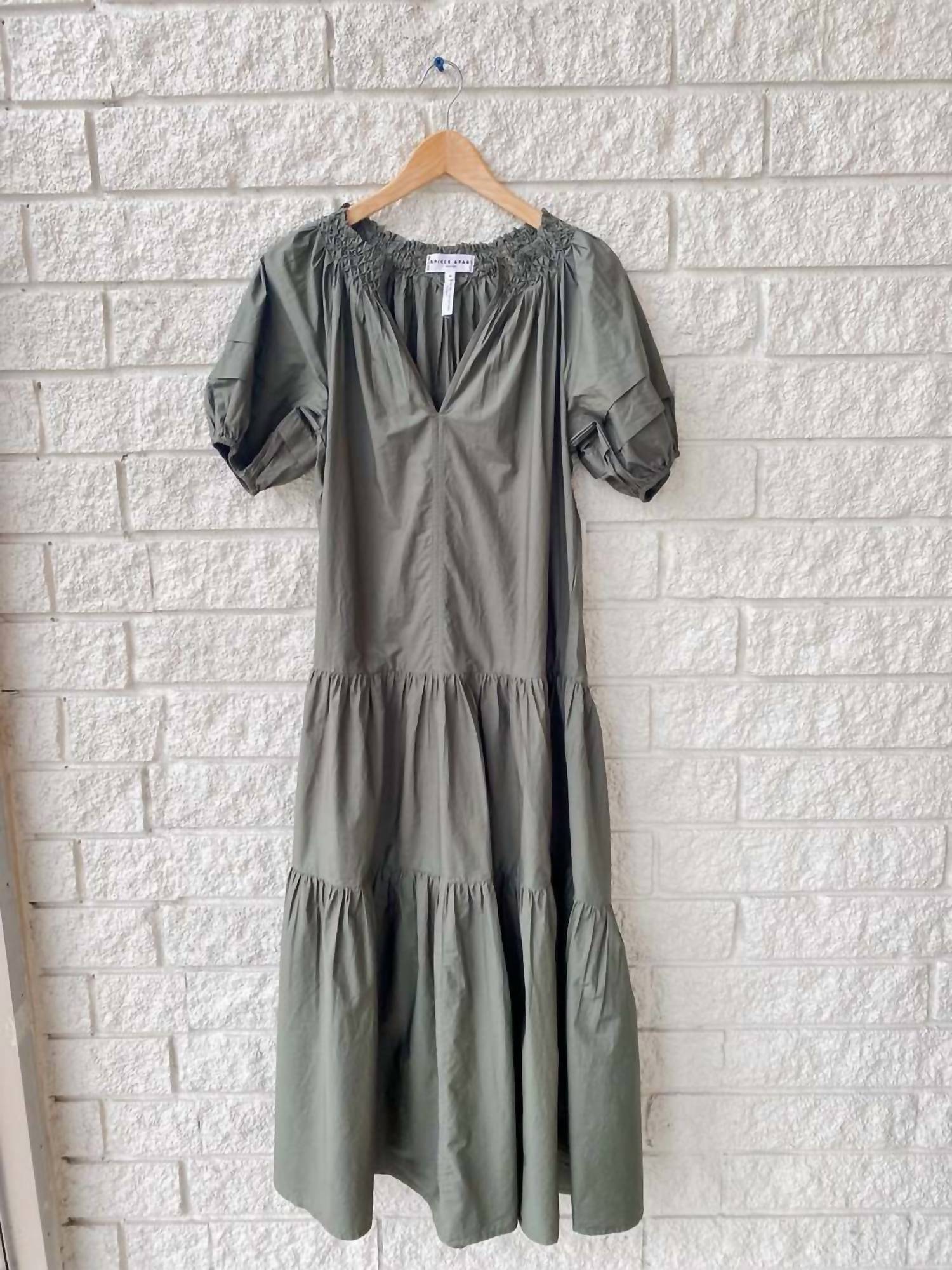 APIECE APART Uva Romantic Maxi Dress in thyme - women's dress - alternate view