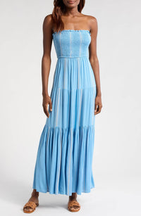 Elan - Embroidered Stripe Tiered Dress
