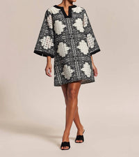 TORI RICHARD Palm Squares Xenobia Dress in black - women's dress