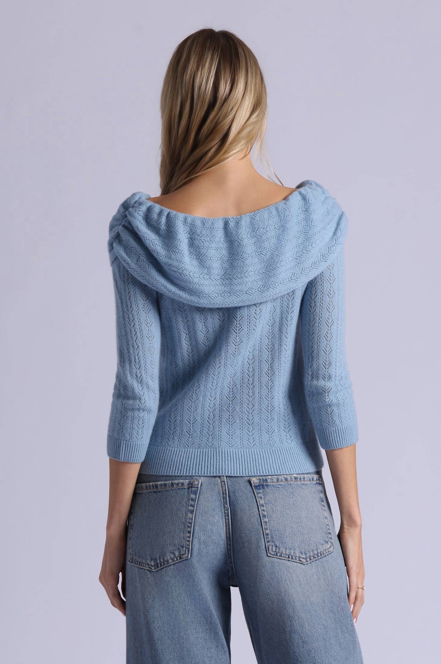 Minnie Rose - Cashmere Pointelle Off Shoulder Top