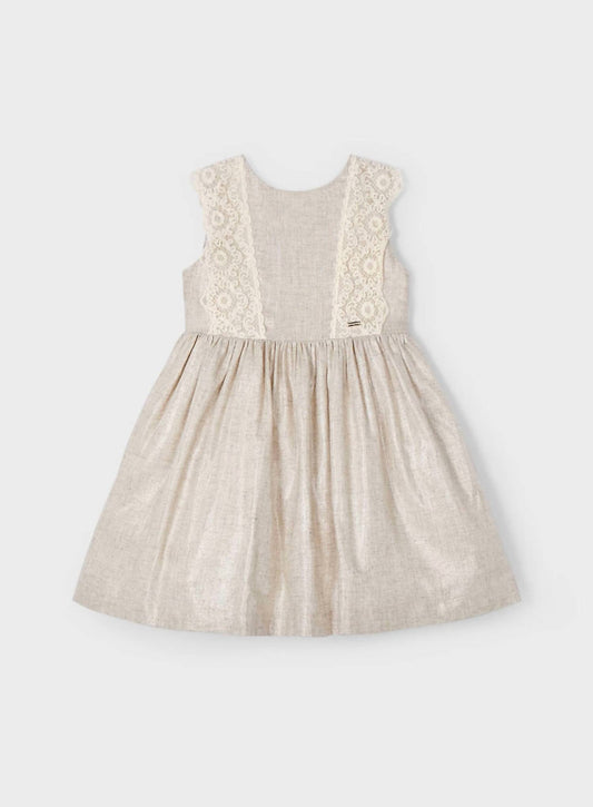 Mayoral - Kid's Linen Shimmer And Lace Dress