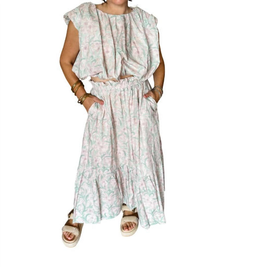 Aureum - Floral Print Midi Skirt