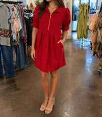 Jade Puff sleeve dress in wine - women's dress